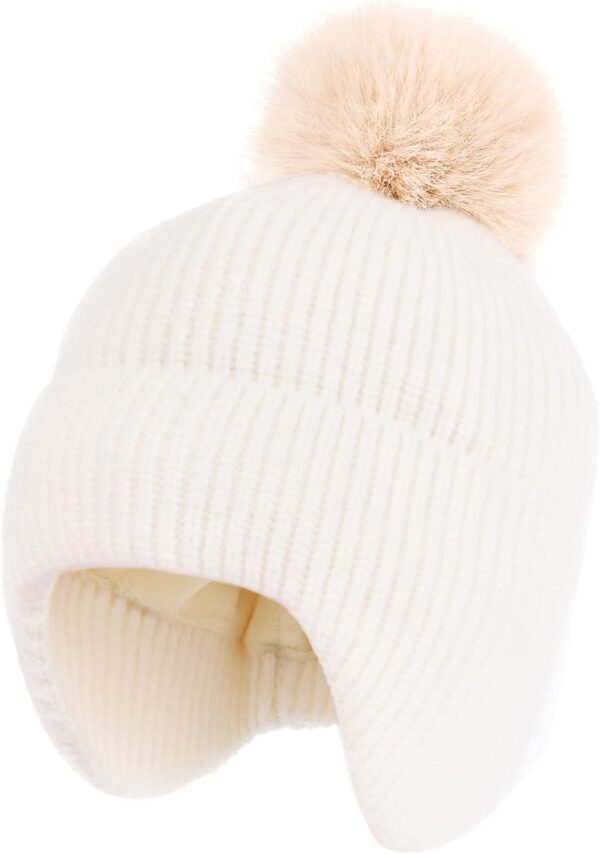 FURTALK Czapka Zimowa Dziecięca (Unisex) Z Nausznikami Polar i Odpinany Pompon (0-6 Lat)