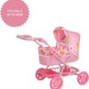 Wózek dla Lalek BabyBoo Junior Roamer 2w1, Gondola, Regulowana Rączka/Budka, Różowa Dżungla