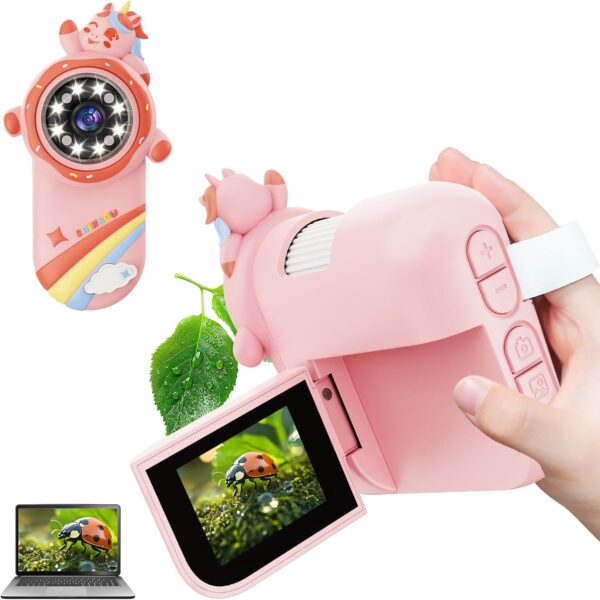 Mikroskop Cyfrowy Ręczny 3w1, Powiększenie 1000x, Ekran HD 2.4", Karta SD, STEM dla Dzieci 3-12
