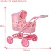 Wózek dla Lalek BabyBoo Junior Roamer 2w1, Gondola, Regulowana Rączka/Budka, Różowa Dżungla
