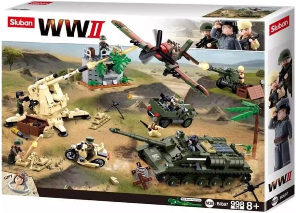 Sluban Klocki Bitwa pod Kurskiem II Wojna Światowa (998 el.) Zestaw Militarny M38-B0697