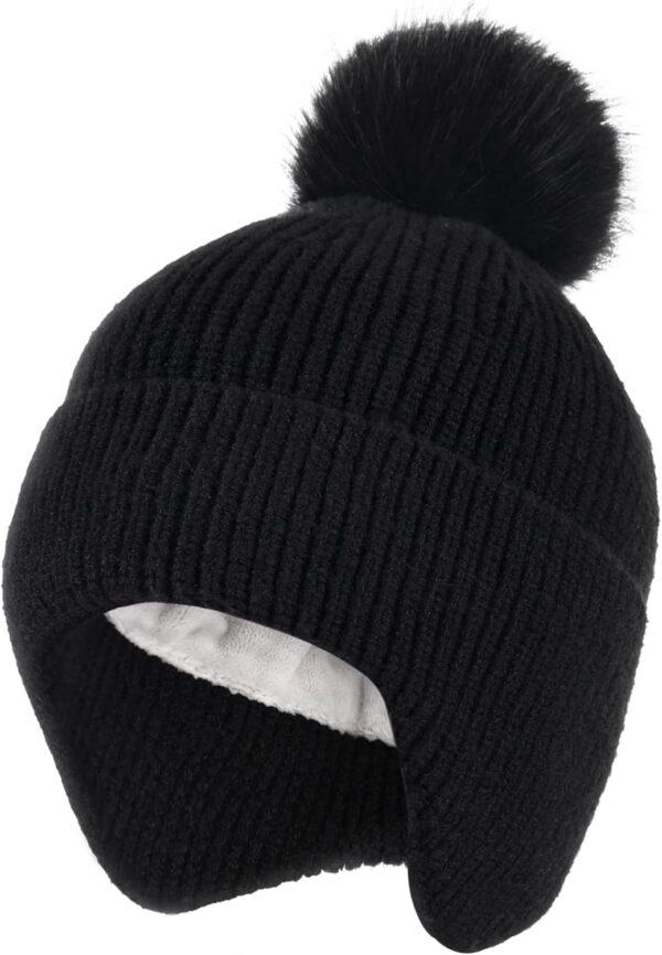 FURTALK Czapka Zimowa Dziecięca (Unisex) Z Nausznikami Polar i Odpinany Pompon (0-6 Lat)
