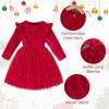 JiAmy Sukienka Dziewczęca Długi Rękaw Aksamit Cekiny Gwiazdki Tiul (3-7 Lat) Święta Wesele