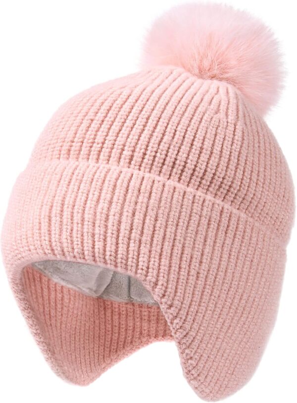 FURTALK Czapka Zimowa Dziecięca (Unisex) Z Nausznikami Polar i Odpinany Pompon (0-6 Lat)