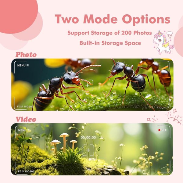 Mikroskop Cyfrowy Ręczny 3w1, Powiększenie 1000x, Ekran HD 2.4", Karta SD, STEM dla Dzieci 3-12