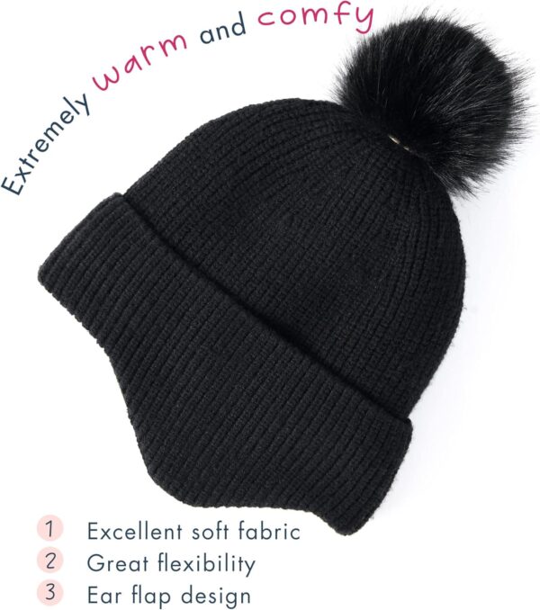 FURTALK Czapka Zimowa Dziecięca (Unisex) Z Nausznikami Polar i Odpinany Pompon (0-6 Lat)