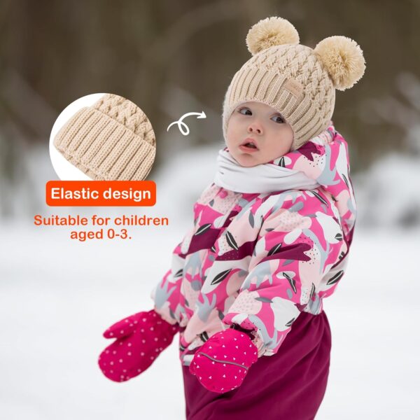 Zestaw 2 Czapki Zimowe Dziecięce (0-36 M) Podwójny Pompon Ciepły Akryl Polar (Unisex)