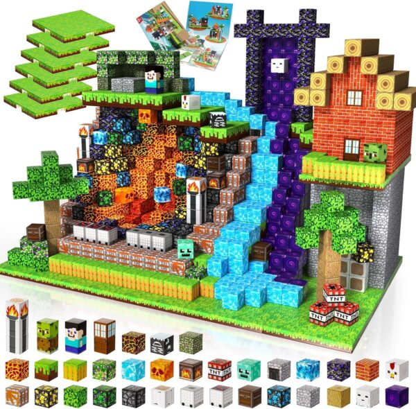 Duży Zestaw Klocków Magnetycznych 200 elementów STEM Cubes z 6 podstawkami (3-12 lat)