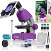 Mikroskop Bresser Junior 40-640x, Edukacyjny Zestaw dla Dzieci, Fioletowy