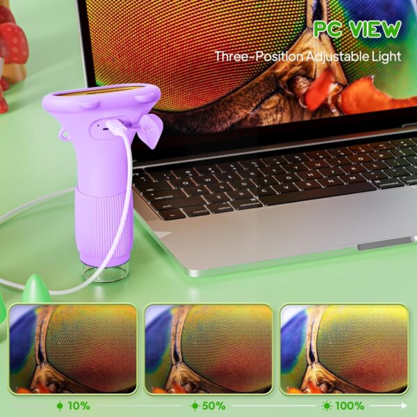 Mikroskop Cyfrowy Kieszonkowy dla Dzieci, Ekran HD 2.0", USB, Podświetlenie LED, Pomarańczowy