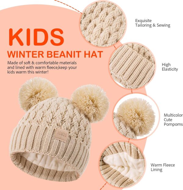 Zestaw 2 Czapki Zimowe Dziecięce (0-36 M) Podwójny Pompon Ciepły Akryl Polar (Unisex)