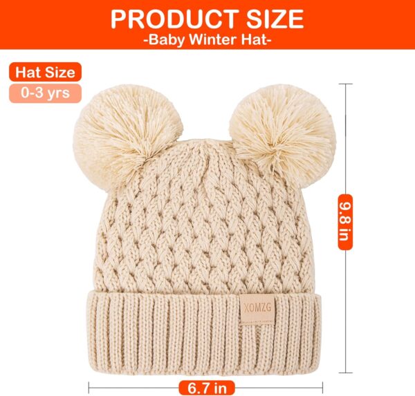 Zestaw 2 Czapki Zimowe Dziecięce (0-36 M) Podwójny Pompon Ciepły Akryl Polar (Unisex)