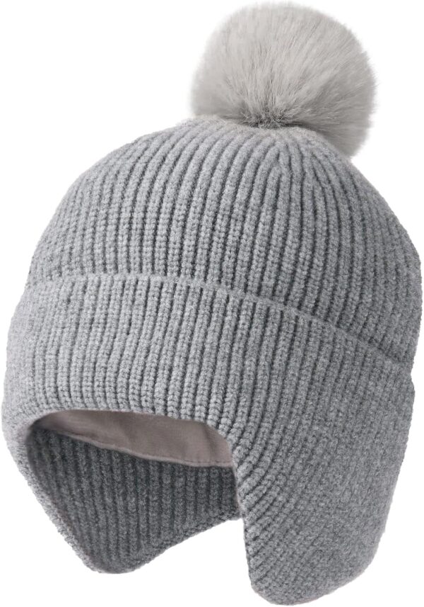 FURTALK Czapka Zimowa Dziecięca (Unisex) Z Nausznikami Polar i Odpinany Pompon (0-6 Lat)