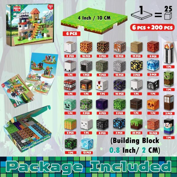 Duży Zestaw Klocków Magnetycznych 200 elementów STEM Cubes z 6 podstawkami (3-12 lat)