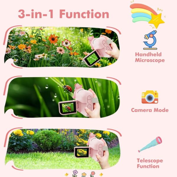 Mikroskop Cyfrowy Ręczny 3w1, Powiększenie 1000x, Ekran HD 2.4", Karta SD, STEM dla Dzieci 3-12