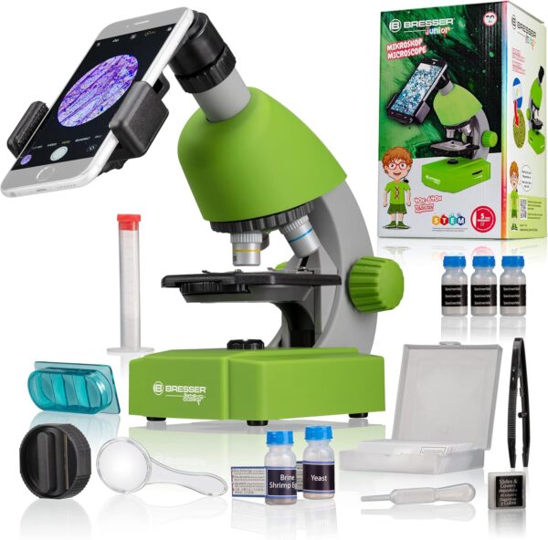 Mikroskop Bresser Junior 40-640x, Edukacyjny Zestaw dla Dzieci, Fioletowy