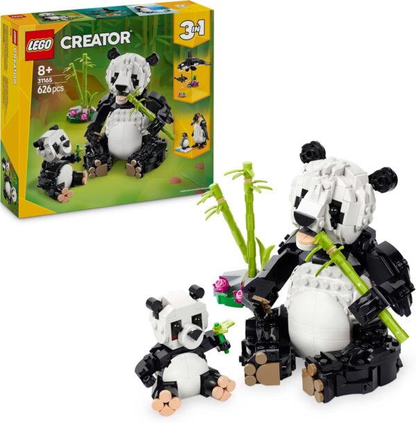 LEGO Creator 3w1 Dzikie Zwierzęta: Rodzina Pandy - Pingwiny lub Orka - Zestaw Kreatywny 31165