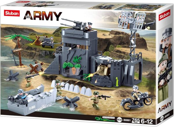 Sluban Klocki Bunkier w Wydmach II Wojna Światowa (765 el.) Zestaw Militarny Kompatybilny