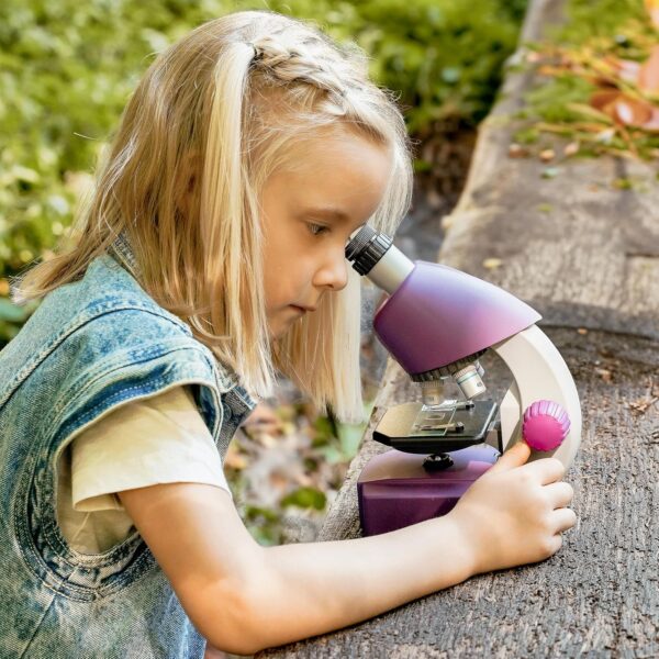 Mikroskop Bresser Junior 40-640x, Edukacyjny Zestaw dla Dzieci, Fioletowy