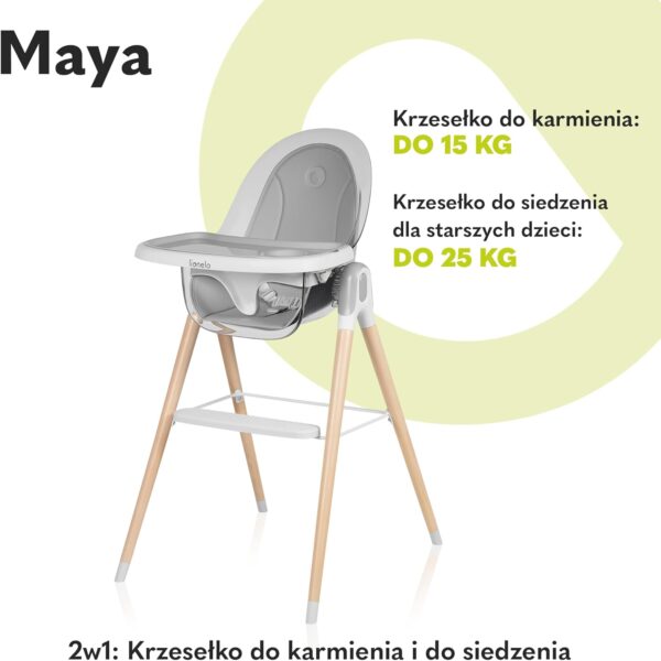613qZ4S-gL._AC_SL1500_ Lionelo Maya Krzesełko do karmienia 2w1 Drewniane do 25kg Szare
