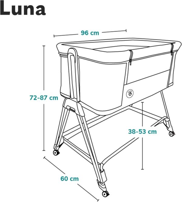 Lionelo Luna Łóżeczko Dostawne 2w1 Co-sleeping z Materacem Szare