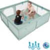 61nUrM340oL._AC_SL1500_ GOPLUS Kojec dla Dziecka 200x180 cm XXL z Piłkami i Materacem Szary