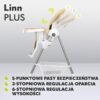 Lionelo Krzesełko do Karmienia Regulowane Beżowe do 15kg z Koszem