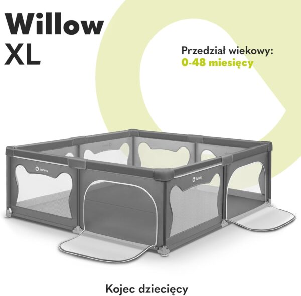 710gsPjCxHL._AC_SL1500_ Lionelo Willow XL Duży Kojec dla Dziecka 187x207 cm Szary Składany