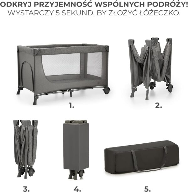 71Cp7RPWqiL._AC_SL1500_ Kinderkraft JOY 2 Łóżeczko Turystyczne 2w1 Składane z Torbą Szare