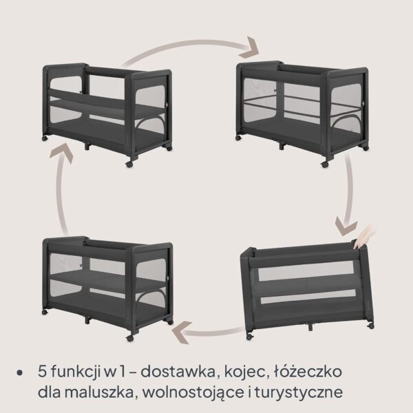 71Cy3vFRzGL._AC_SL1500_ Lionelo Patty Łóżeczko Turystyczne i Dostawne 5w1 z Materacem Szare