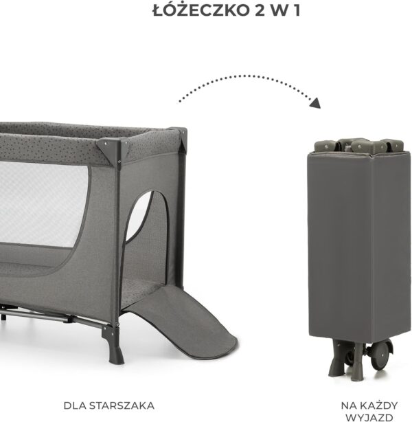 71E6hKjOR7L._AC_SL1500_ Kinderkraft JOY 2 Łóżeczko Turystyczne 2w1 Składane z Torbą Szare