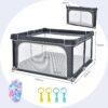 71EJjM4TjL._AC_SL1500_-1 COSTWAY Kojec dla Dziecka 124x124 cm Składany z Piłkami i Uchwytami Szary