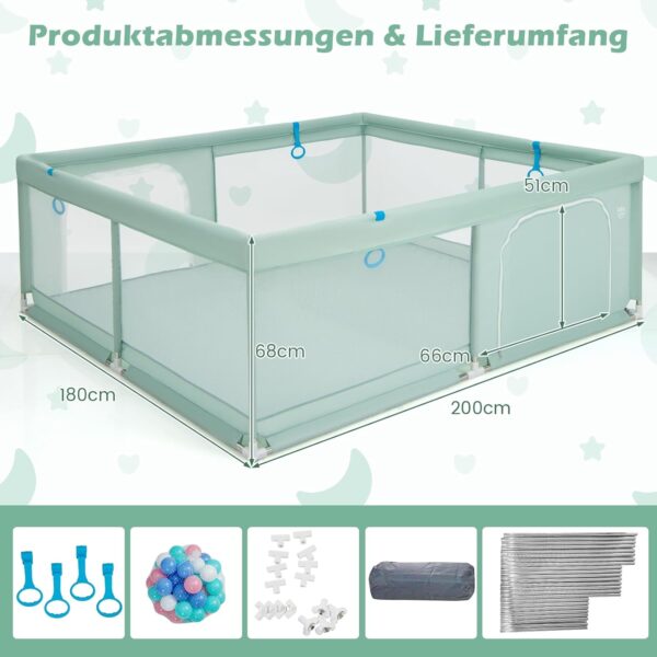 71Upn054JwL._AC_SL1500_ GOPLUS Kojec dla Dziecka 200x180 cm XXL z Piłkami i Materacem Szary