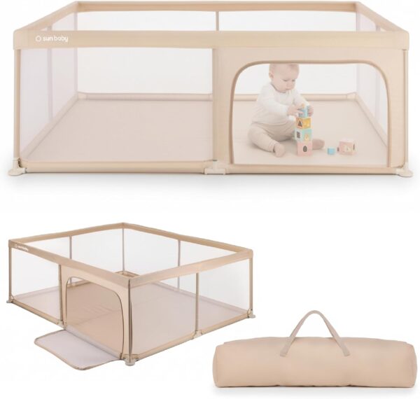 Sun Baby Kojec dla Dziecka XXL 150x200 cm Beżowy Składany z Torbą