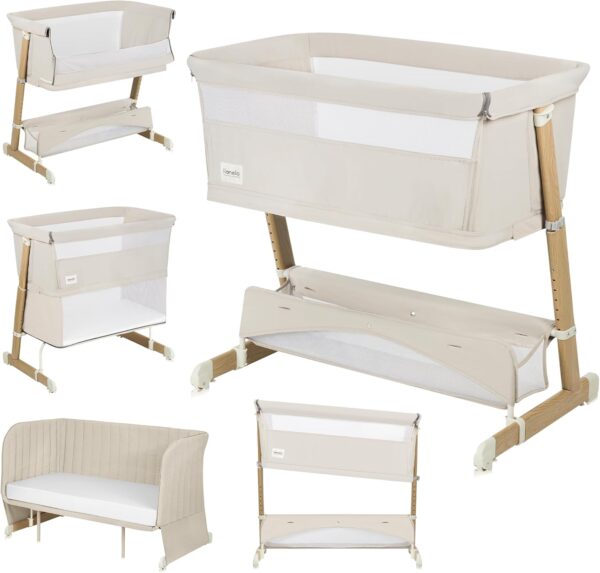 Lionelo Thomi Plus Łóżeczko 5w1 Dostawne Kojec Sofa do 100kg Beżowe
