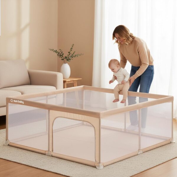 Sun Baby Kojec dla Dziecka XXL 150x200 cm Beżowy Składany z Torbą