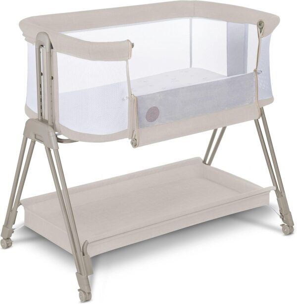 Lionelo Luna Łóżeczko Dostawne 2w1 Co-sleeping z Materacem Szare