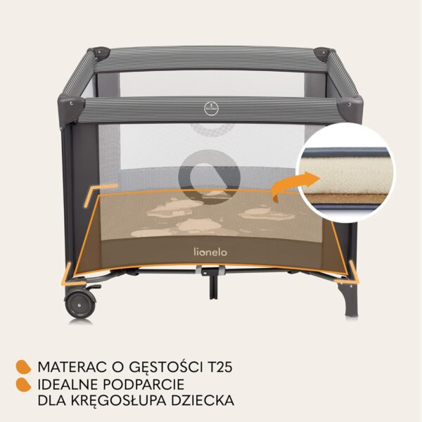 812AqBNX-bL._AC_SL1500_ Lionelo Bonnie Kojec dla Dziecka 100x100 cm Składany z Materacem T25 Szary