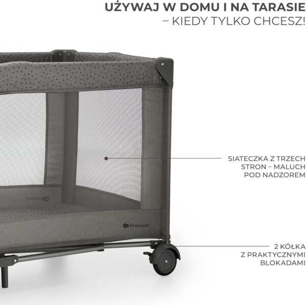81Ia03r28EL._AC_SL1500_ Kinderkraft JOY 2 Łóżeczko Turystyczne 2w1 Składane z Torbą Szare
