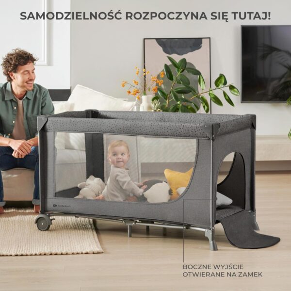 81lNU2OQd3L._AC_SL1500_ Kinderkraft JOY 2 Łóżeczko Turystyczne 2w1 Składane z Torbą Szare