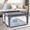 81qy6jKHJUL._AC_SL1500_-1 COSTWAY Kojec dla Dziecka 124x124 cm Składany z Piłkami i Uchwytami Szary