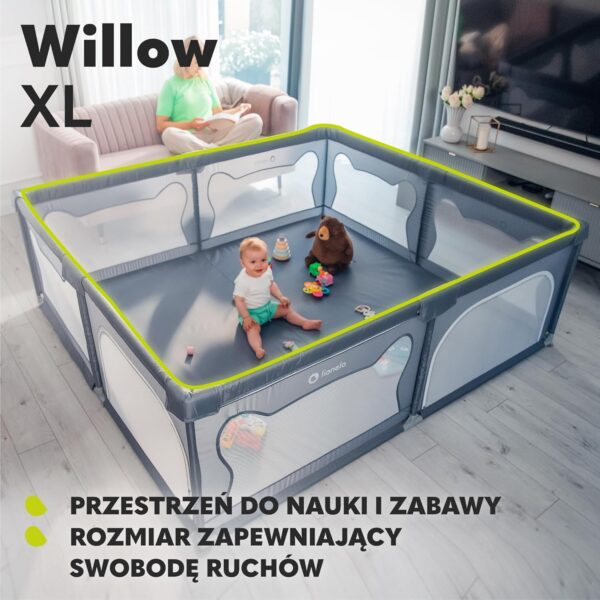 81ut1oxHOzL._AC_SL1500_ Lionelo Willow XL Duży Kojec dla Dziecka 187x207 cm Szary Składany